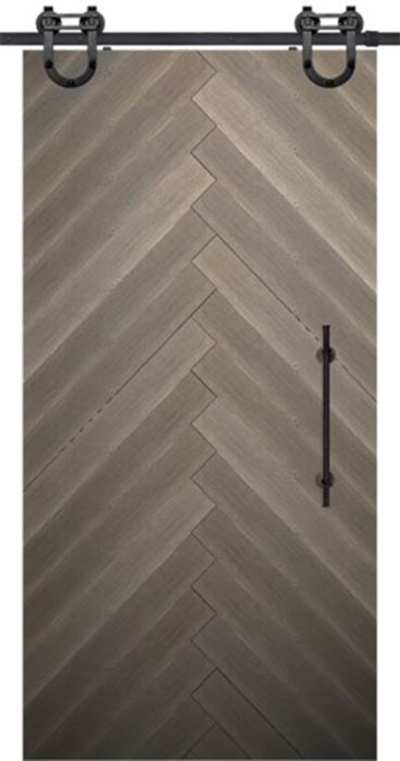 Chevron 4 Rustic Farmhouse Barn Single Door, Pine