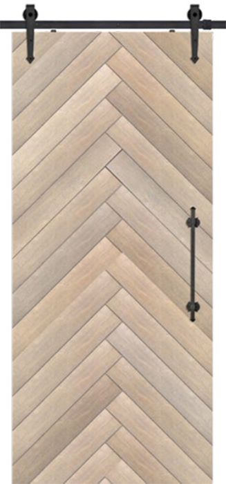Chevron 4 Rustic Farmhouse Barn Single Door, Pine