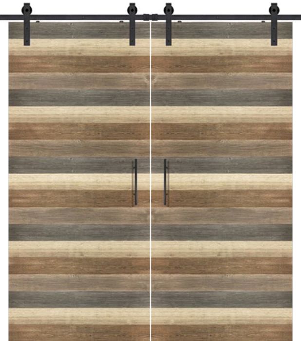 Horizontal 1 Rustic Farmhouse Barn Double Door, Pine