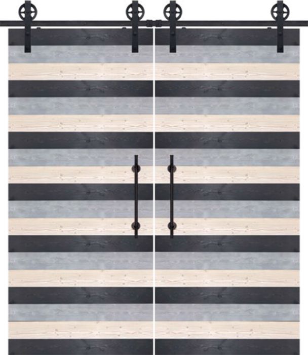 Horizontal 2 Rustic Farmhouse Barn Double Door, Pine