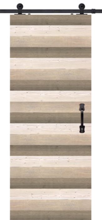 Horizontal 3 Rustic Farmhouse Barn Single Door, Pine