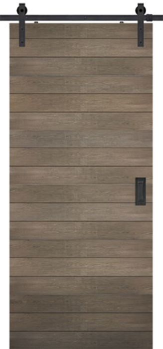 Horizontal 4 Rustic Farmhouse Barn Single Door, Pine