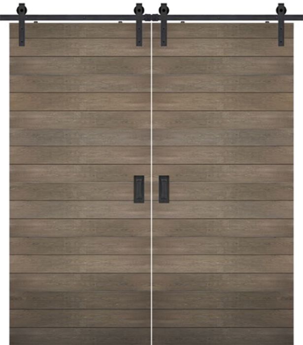 Horizontal 4 Rustic Farmhouse Barn Double Door, Pine