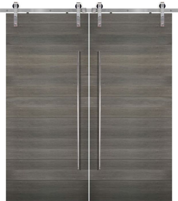 Horizontal 4 Rustic Farmhouse Barn Double Door, Pine