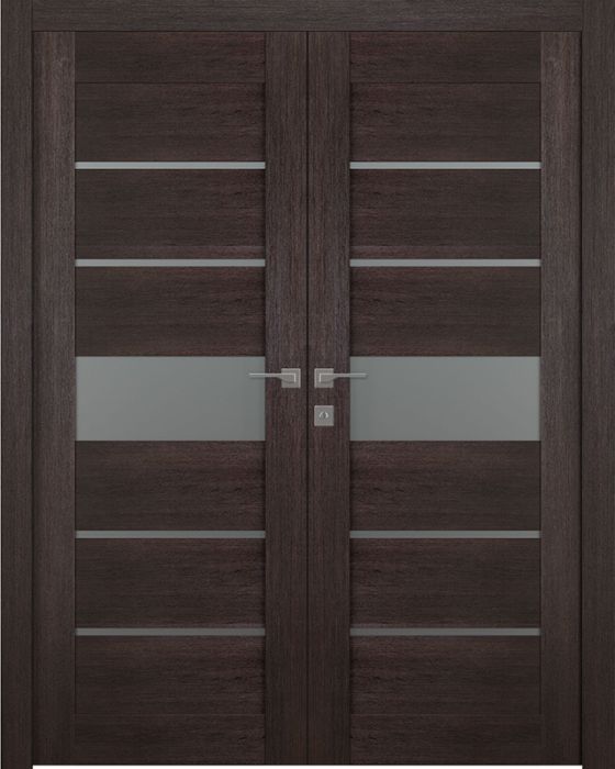 Prefinished Avon 07-06 Vetro Veralinga Oak Modern Interior Double Door