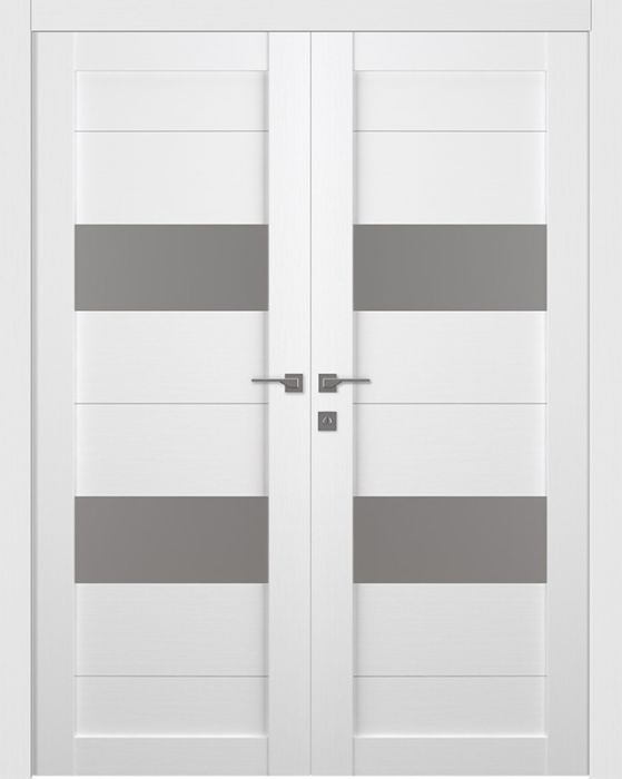 Prefinished Berta Vetro Bianco Noble Modern Interior Double Door