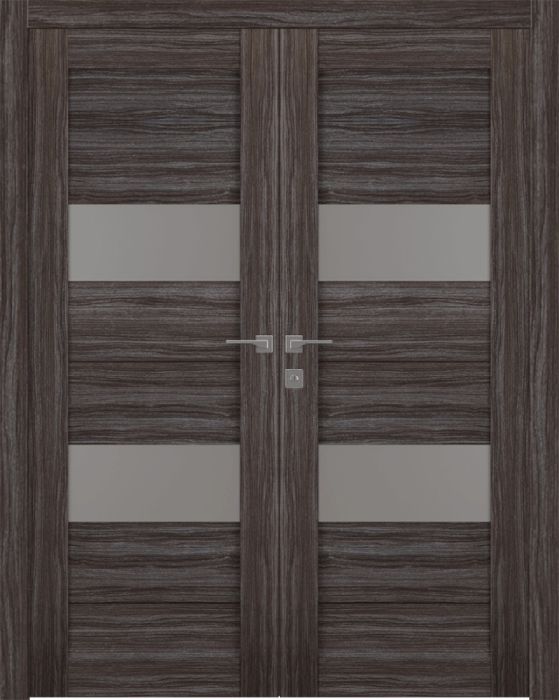 Prefinished Berta Vetro Gray Oak Modern Interior Double Door