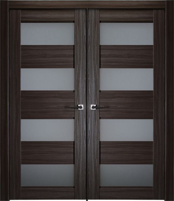 Prefinished Della Vetro Gray Oak Modern Interior Double Door