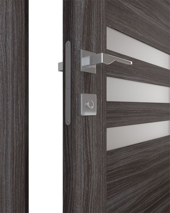 Prefinished Dome Vetro Gray Oak Modern Interior Double Door