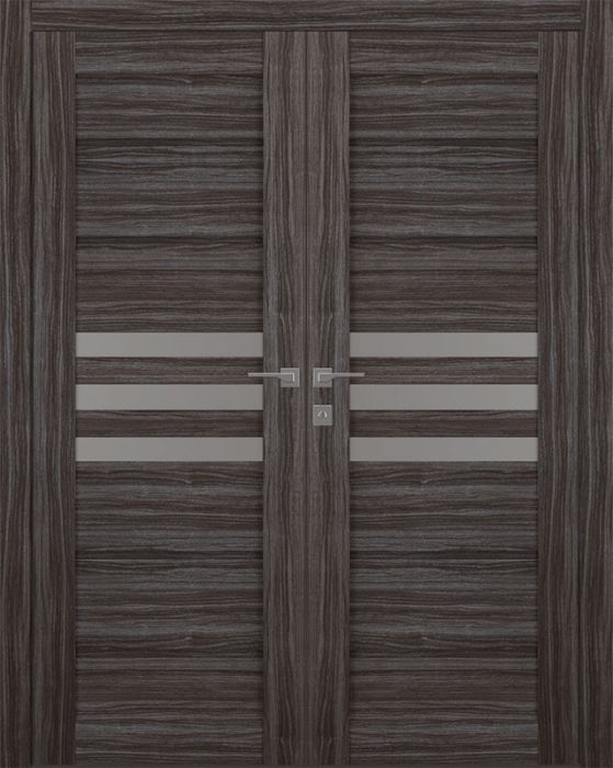 Prefinished Dome Vetro Gray Oak Modern Interior Double Door