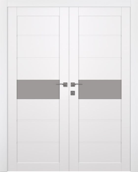 Prefinished Edna Vetro Snow White Modern Interior Double Door