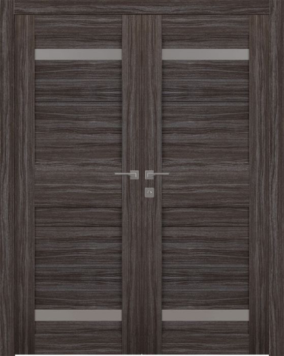 Prefinished Imma Vetro Gray Oak Modern Interior Double Door