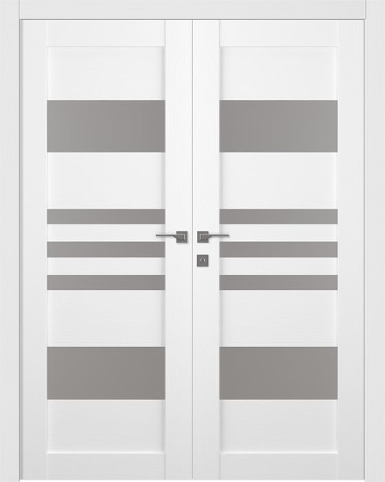 Prefinished Leti Vetro Bianco Noble Modern Interior Double Door
