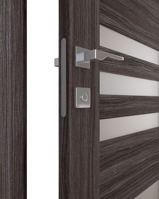 Prefinished Leti Vetro Gray Oak Modern Interior Double Door