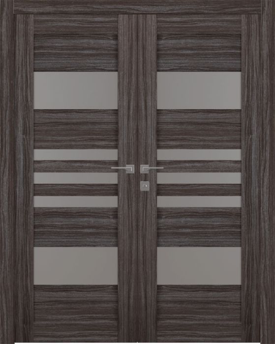 Prefinished Leti Vetro Gray Oak Modern Interior Double Door