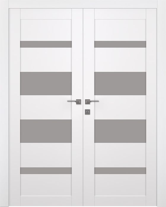 Prefinished Mirella Vetro Snow White Modern Interior Double Door