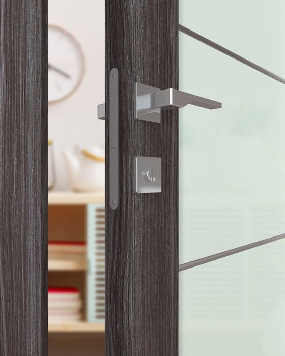 Prefinished Palladio 202 4H Vetro Gray Oak Modern Interior Single Door