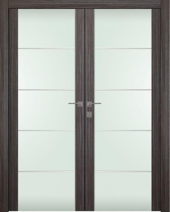 Prefinished Palladio 202 4H Vetro Gray Oak Modern Interior Double Door