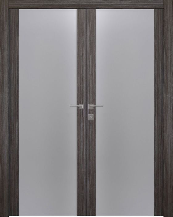 Prefinished Palladio 202 Vetro Gray Oak Modern Interior Double Door