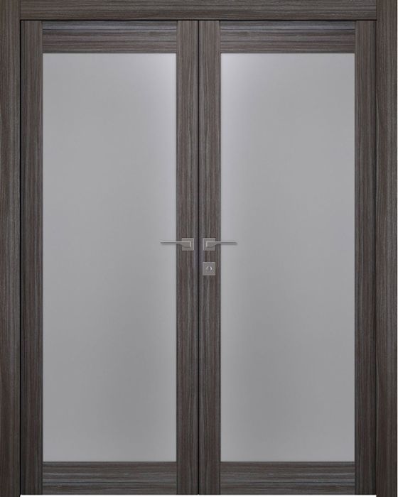 Prefinished Palladio 207 Vetro Gray Oak Modern Interior Double Door