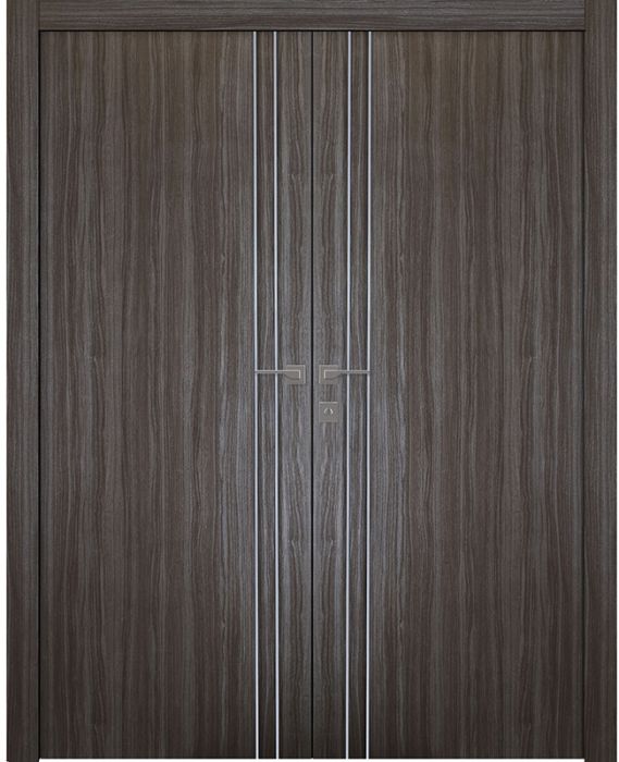 Prefinished Palladio 2U Gray Oak Modern Interior Double Door