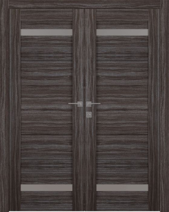 Prefinished Perla Vetro Gray Oak Modern Interior Double Door