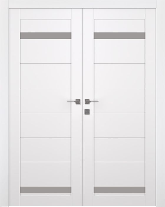 Prefinished Perla Vetro Snow White Modern Interior Double Door