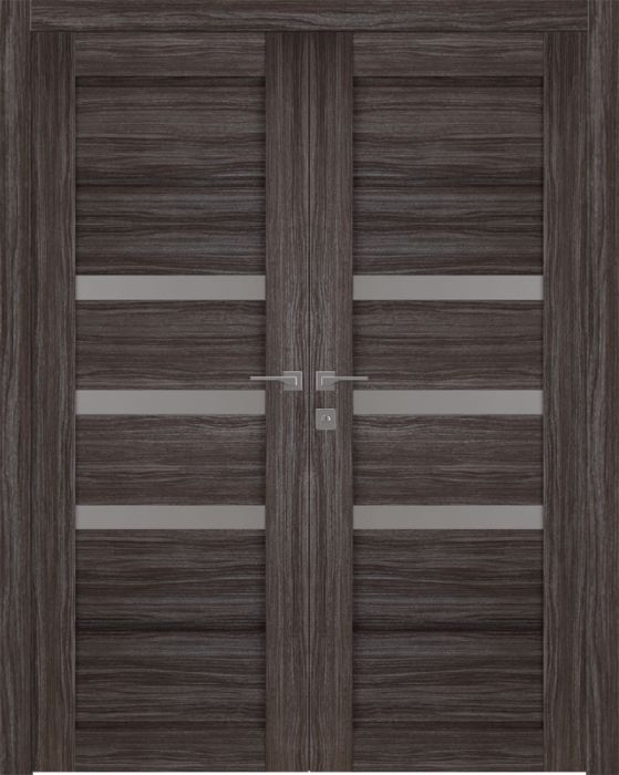 Prefinished Rita Vetro Gray Oak Modern Interior Double Door