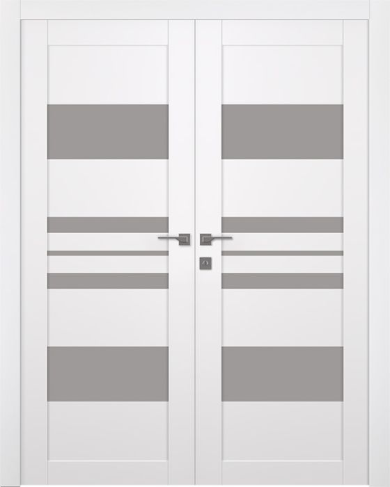 Prefinished Romi Vetro Snow White Modern Interior Double Door