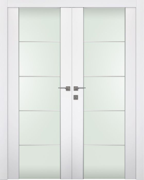 Prefinished Smart Pro H3G 4H Vetro Polar White Modern Interior Double Door