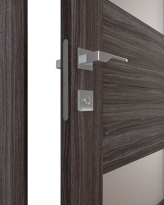 Prefinished Vita Vetro Gray Oak Modern Interior Double Door