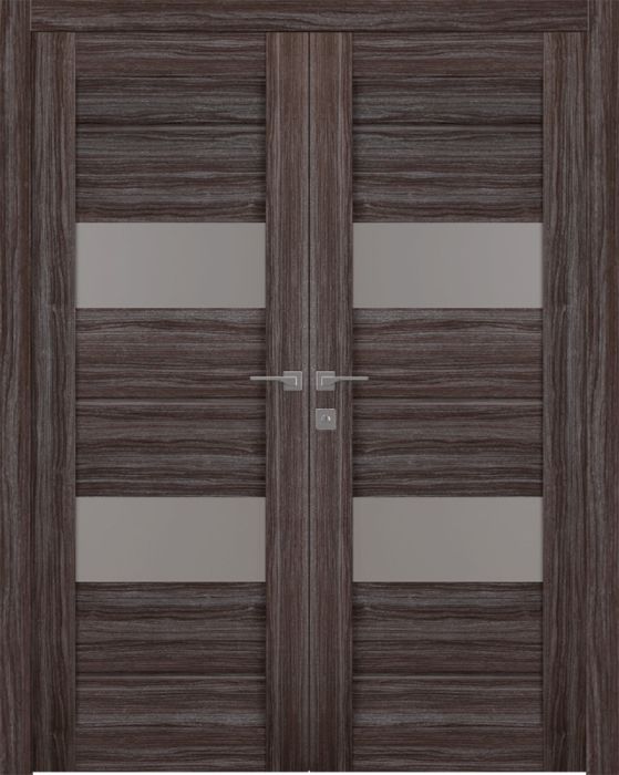 Prefinished Vita Vetro Gray Oak Modern Interior Double Door