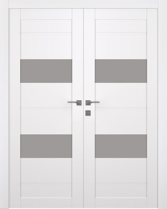 Prefinished Vita Vetro Snow White Modern Interior Double Door