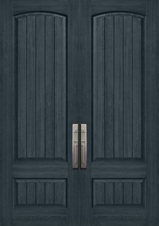 ValueSeries|36" x 96" 3/4 V-Groove Mahogany Arch 2 Panel Camber Double Door