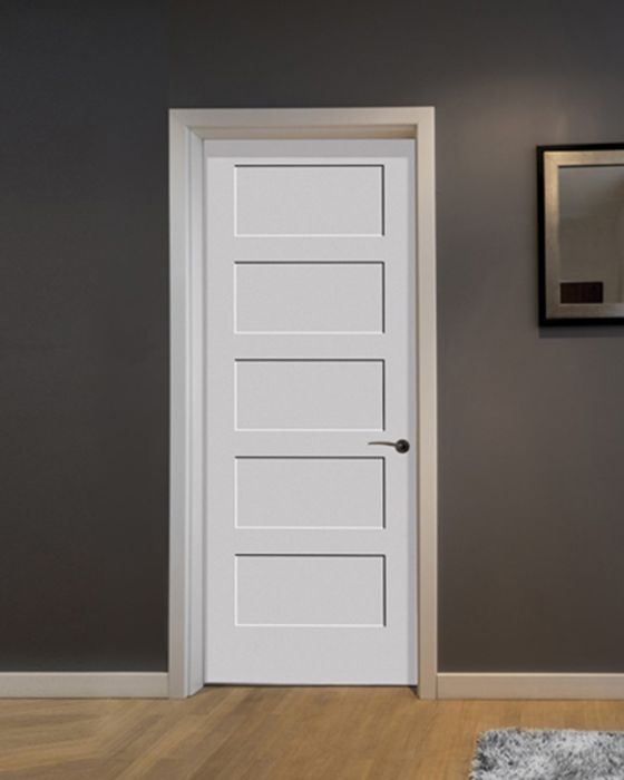 80" Primed 5 Panel Shaker Interior Door, 1-3/4 Thick, PRI84054