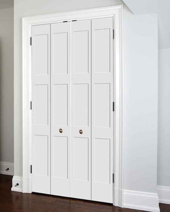 80" Primed 3 Panel Shaker Bifold 4 Door, 1-3/8 Thick, PRI8433BF