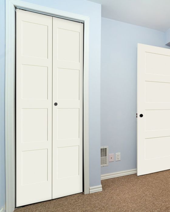 80" Primed 4 Panel Shaker Bifold 2 Door, 1-3/8 Thick, PRI8444BF