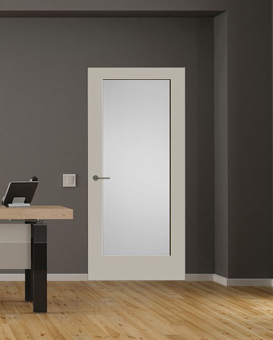 96" Primed Full Lite Interior Door, Diffused White Laminate, 1-3/8 Thick, PRI8401GL