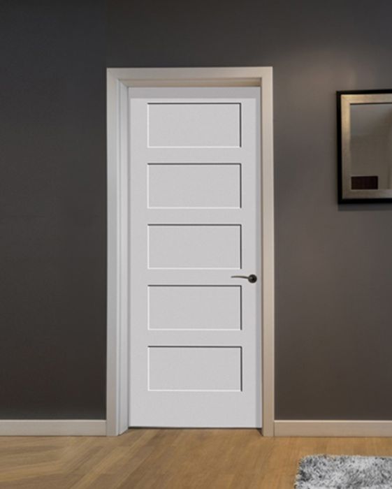 96" Primed 5 Panel Shaker Interior Door, 1-3/4 Thick, PRI84054