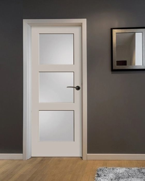 96" Primed 3 Lite Interior Door, Diffused White Laminate, 1-3/8 Thick, PRI8433GL