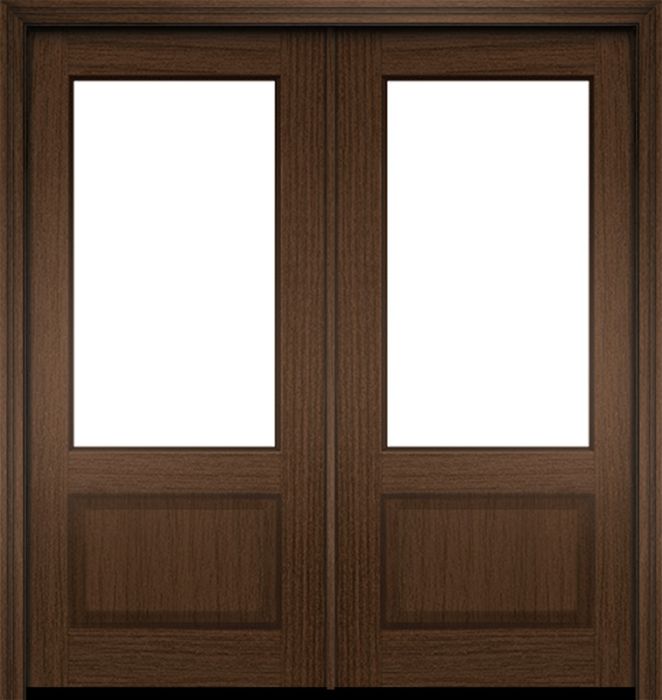 80" Mahogany Biscayne 1 Lite Double Door | HVHZ Impact