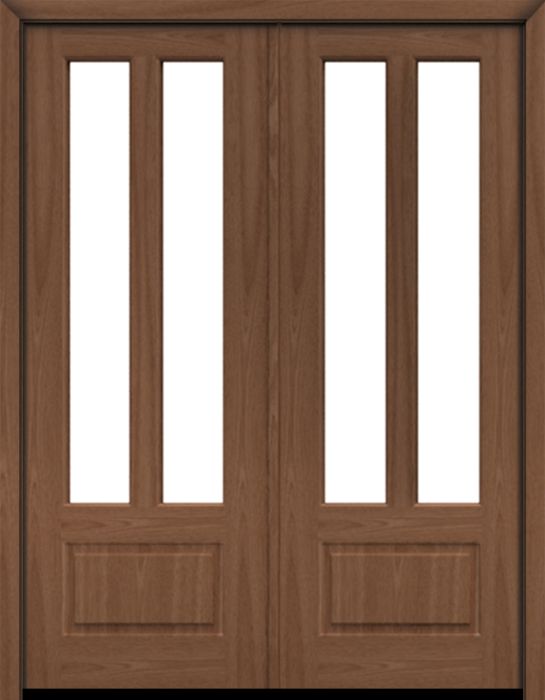 80" Mahogany Biscayne 2 Lite Double Door | HVHZ Impact