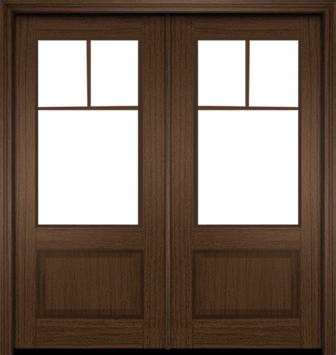 80" Mahogany Biscayne 3 Lite Double Door | HVHZ Impact