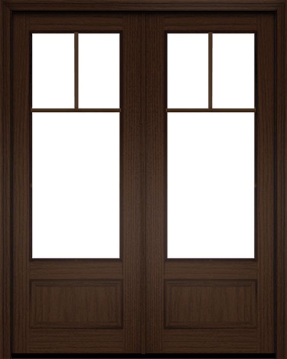 96" Mahogany Biscayne 3 Lite Double Door | HVHZ Impact