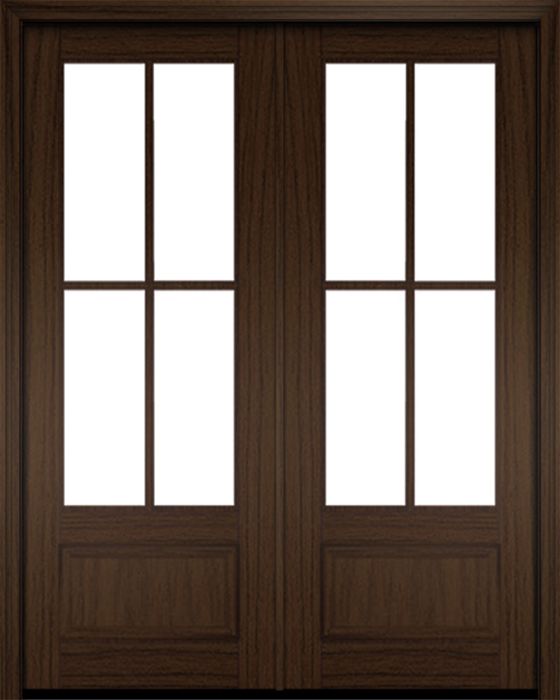 96" Mahogany Biscayne 4 Lite Double Door | HVHZ Impact