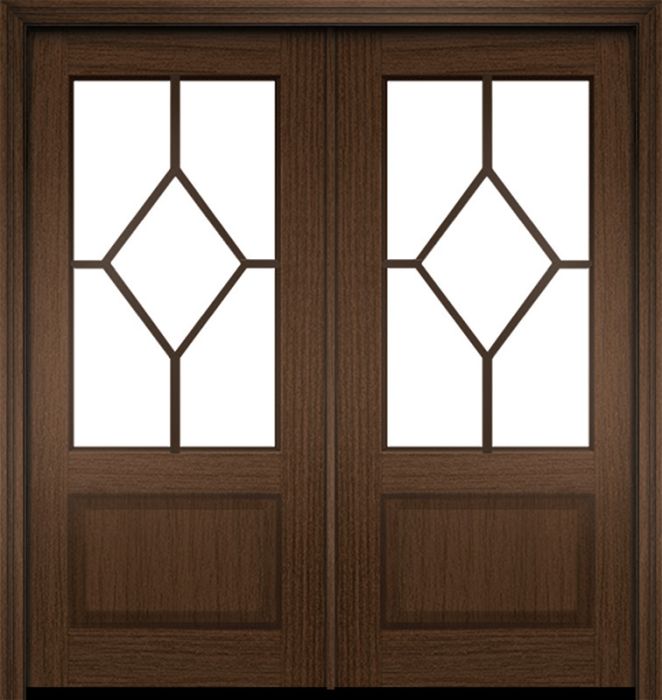 80" Mahogany Biscayne 5 Lite Double Door | HVHZ Impact
