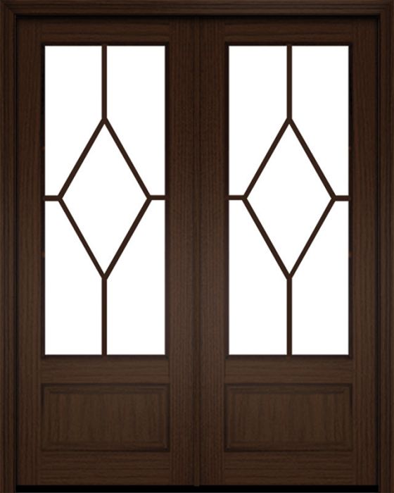 96" Mahogany Biscayne 5 Lite Double Door | HVHZ Impact