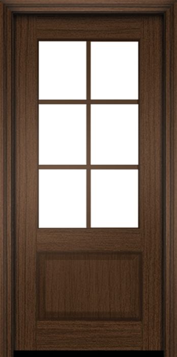 80" Mahogany Biscayne 6 Lite Single Door | HVHZ Impact