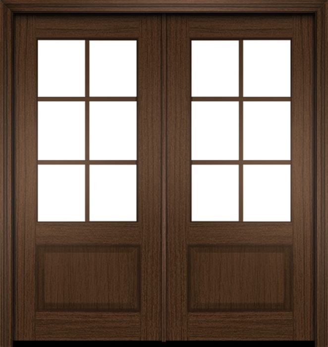 80" Mahogany Biscayne 6 Lite Double Door | HVHZ Impact