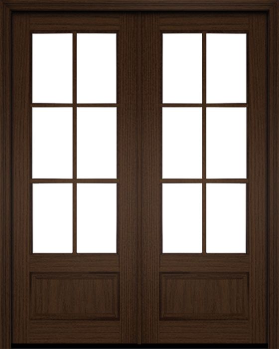 96" Mahogany Biscayne 6 Lite Double Door | HVHZ Impact